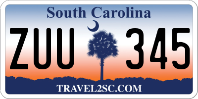 SC license plate ZUU345