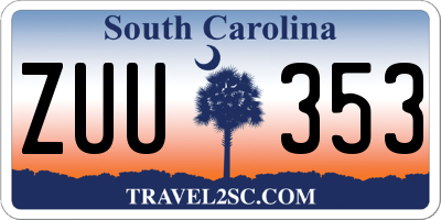 SC license plate ZUU353