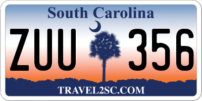 SC license plate ZUU356