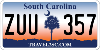 SC license plate ZUU357