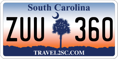 SC license plate ZUU360