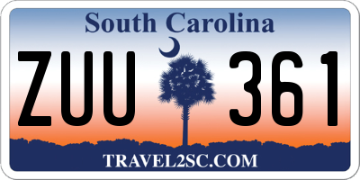 SC license plate ZUU361