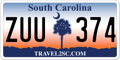 SC license plate ZUU374