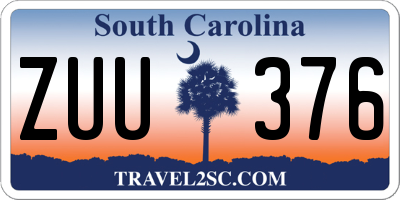 SC license plate ZUU376