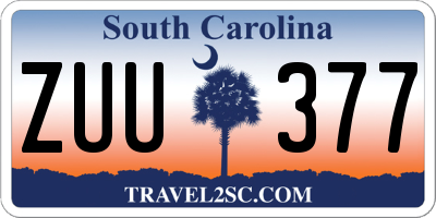 SC license plate ZUU377