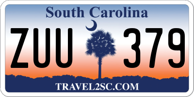 SC license plate ZUU379