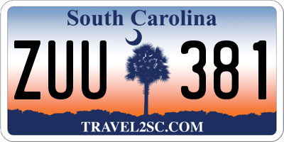 SC license plate ZUU381
