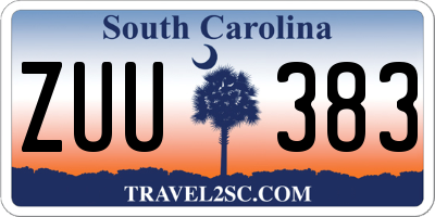 SC license plate ZUU383