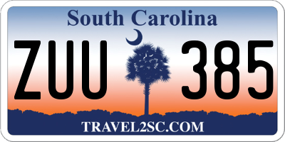SC license plate ZUU385