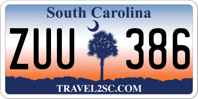 SC license plate ZUU386