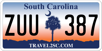 SC license plate ZUU387