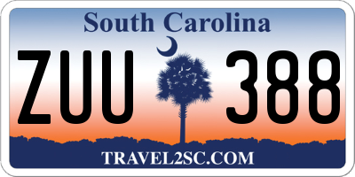 SC license plate ZUU388