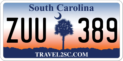 SC license plate ZUU389