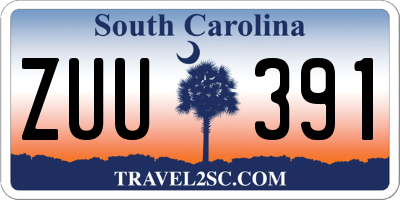 SC license plate ZUU391