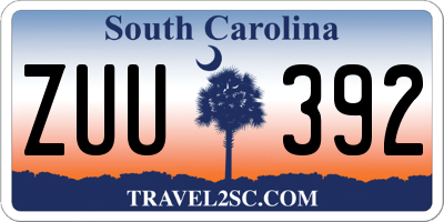 SC license plate ZUU392