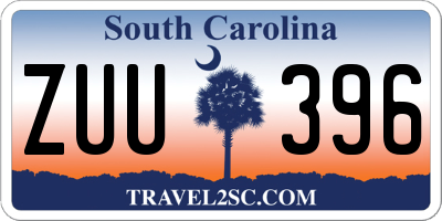 SC license plate ZUU396