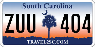 SC license plate ZUU404