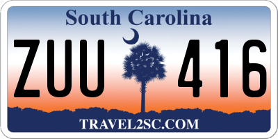 SC license plate ZUU416