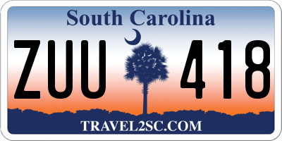 SC license plate ZUU418