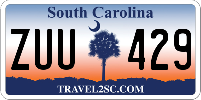 SC license plate ZUU429