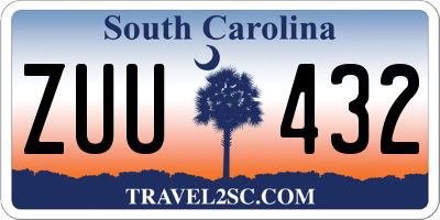 SC license plate ZUU432