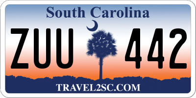 SC license plate ZUU442