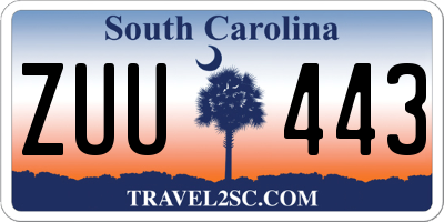 SC license plate ZUU443