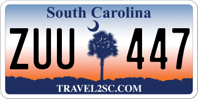 SC license plate ZUU447
