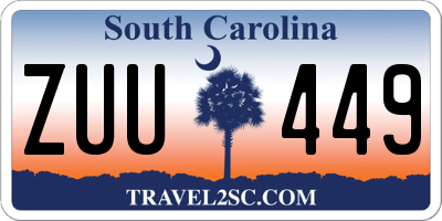 SC license plate ZUU449