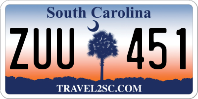 SC license plate ZUU451