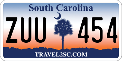SC license plate ZUU454