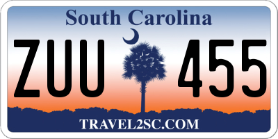 SC license plate ZUU455