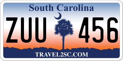 SC license plate ZUU456