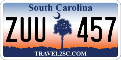 SC license plate ZUU457