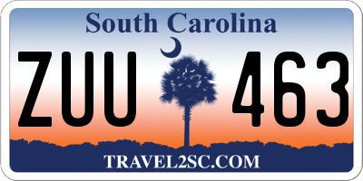 SC license plate ZUU463