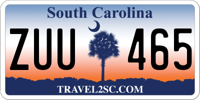 SC license plate ZUU465