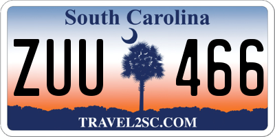 SC license plate ZUU466