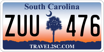 SC license plate ZUU476