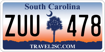 SC license plate ZUU478
