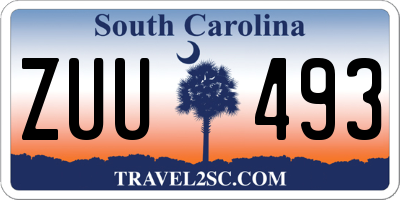 SC license plate ZUU493