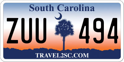 SC license plate ZUU494