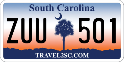 SC license plate ZUU501