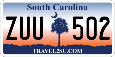 SC license plate ZUU502