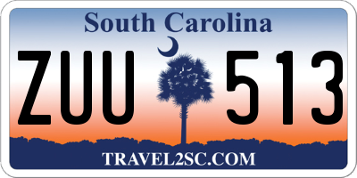SC license plate ZUU513
