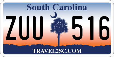 SC license plate ZUU516