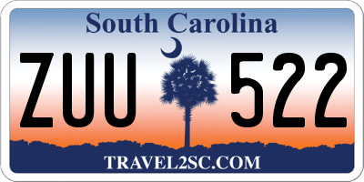 SC license plate ZUU522