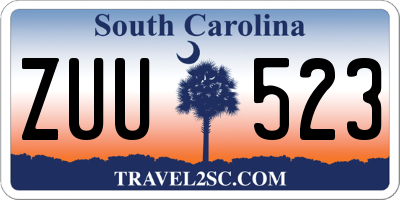 SC license plate ZUU523
