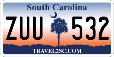 SC license plate ZUU532