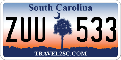 SC license plate ZUU533