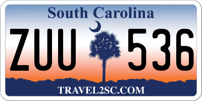 SC license plate ZUU536